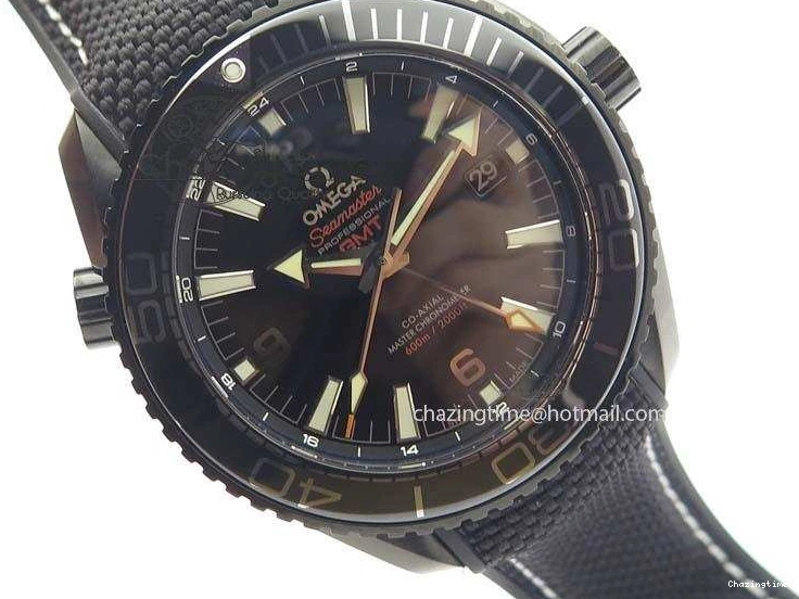 0705 ComfortFit Planet Ocean 45mm GMT DLC JHF Best Edition Black Dial On Rubber Strap A 8194